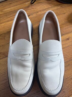 Aime Leon Dore Men's White Leather Penny Loafers